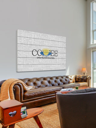 "Coffee Coffee" Painting Print on White Wood