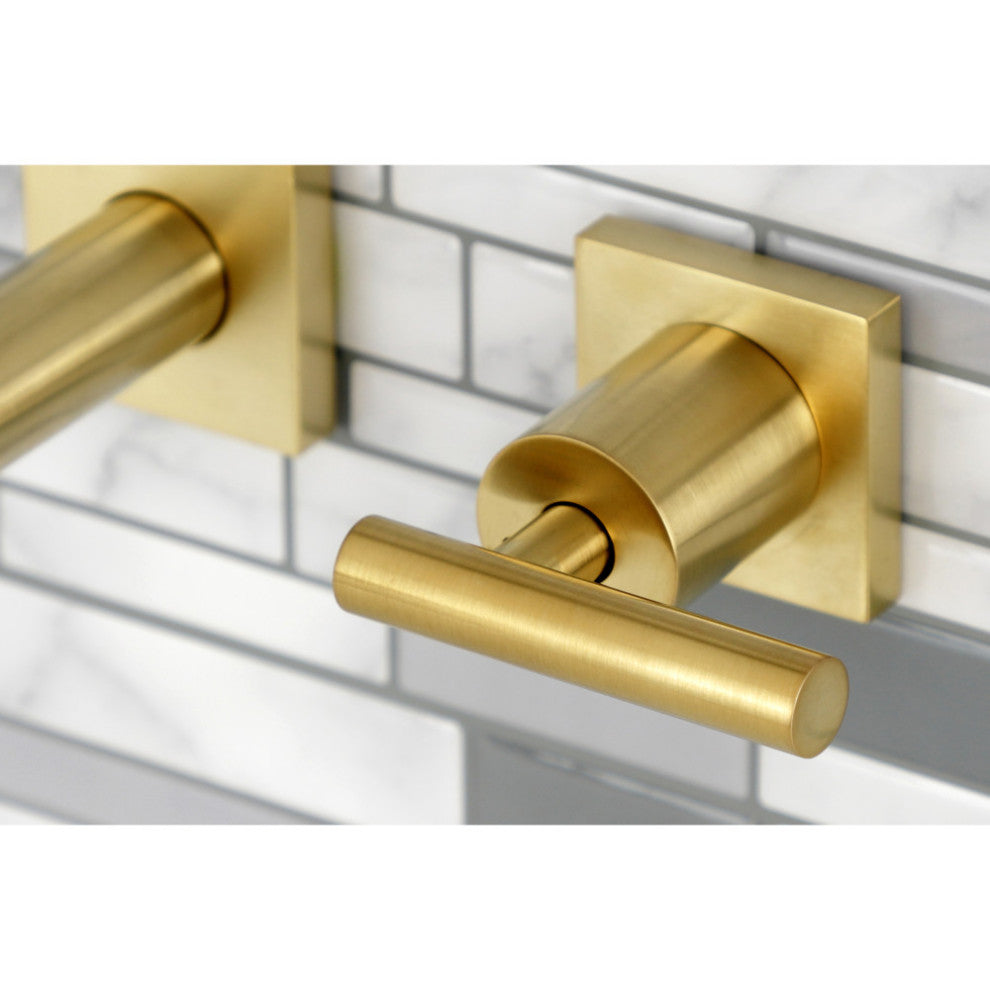 Kingston Brass KS6127CML Two-Handle Wall Mount Bathroom Faucet, Brushed Brass