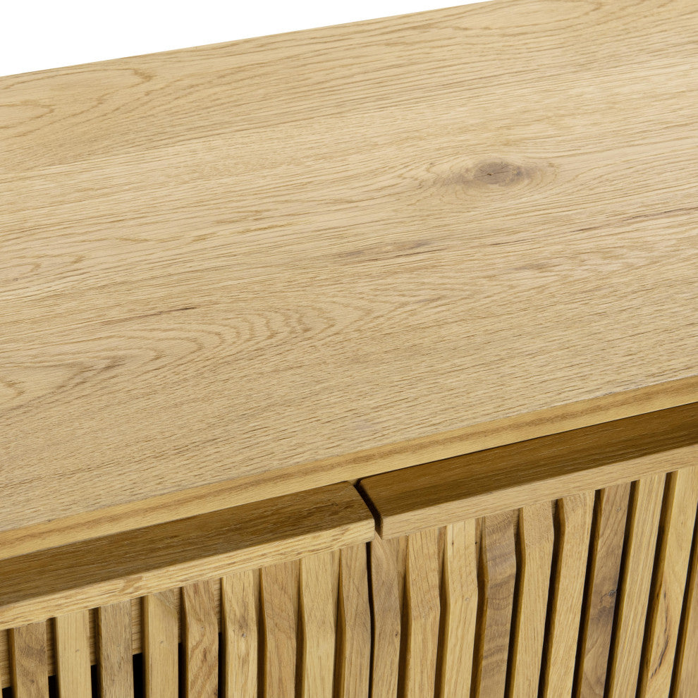 Roya 82" Oak Wood 3-Door Sideboard Buffet, Oak Brown, 2-Door