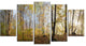 "Green Autumn Forest in Morning" Landscape Canvas Photo Print, 5 Panels, 60"x32"