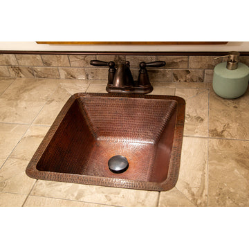 BS17DB 17'''' Square 16 Gauge Hammered Copper Bar Sink