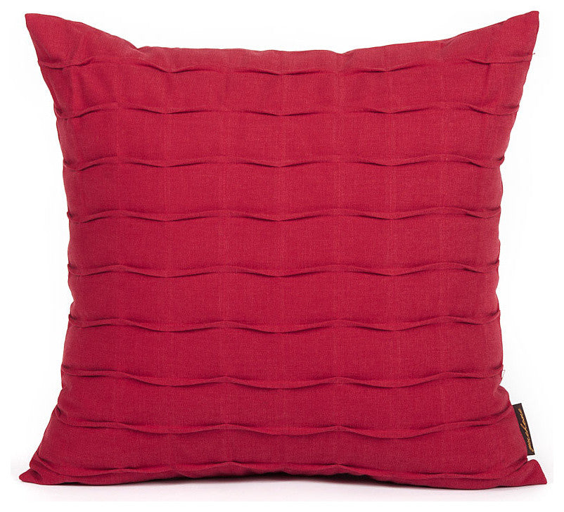Red Hand Crafted Pintuck Accent Throw Pillow Cover