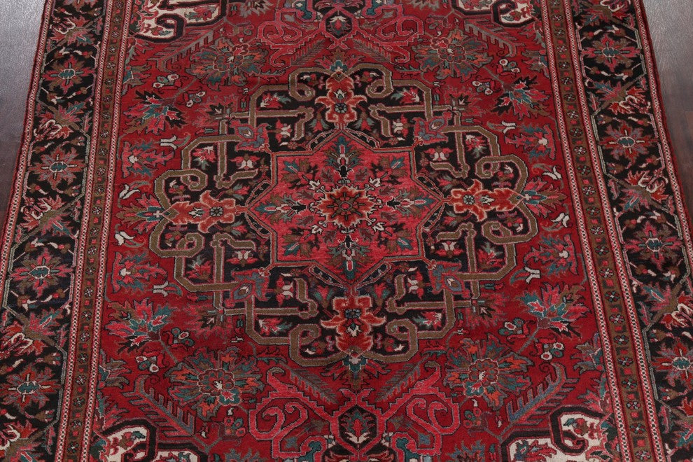Consigned, Vintage Oriental Handmade Persian Low Pile Carpet, Red, 10'7"X7'4"