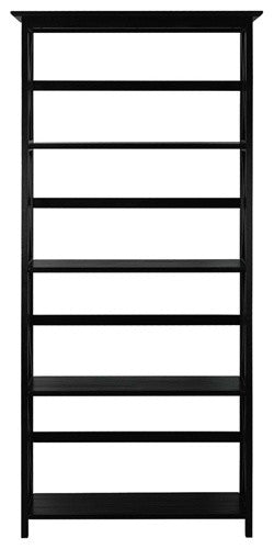 Tall 5-Tier Bookcase, Black Wood