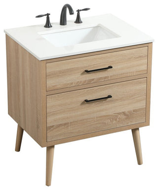 Home Living 22" Midcentury Modern Mango Wood-Light Bathroom Vanity