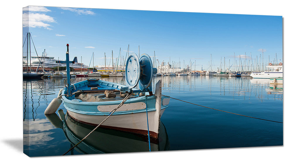 Yachts in Toulon Port France, Boat Canvas Art Print, 32"x16"