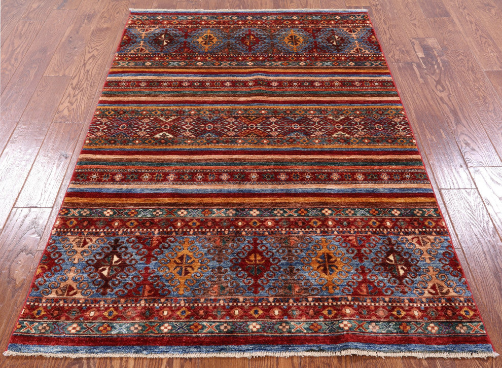 4' 0" X 5' 11" Super Kazak Khorjin Hand Knotted Rug Q5469