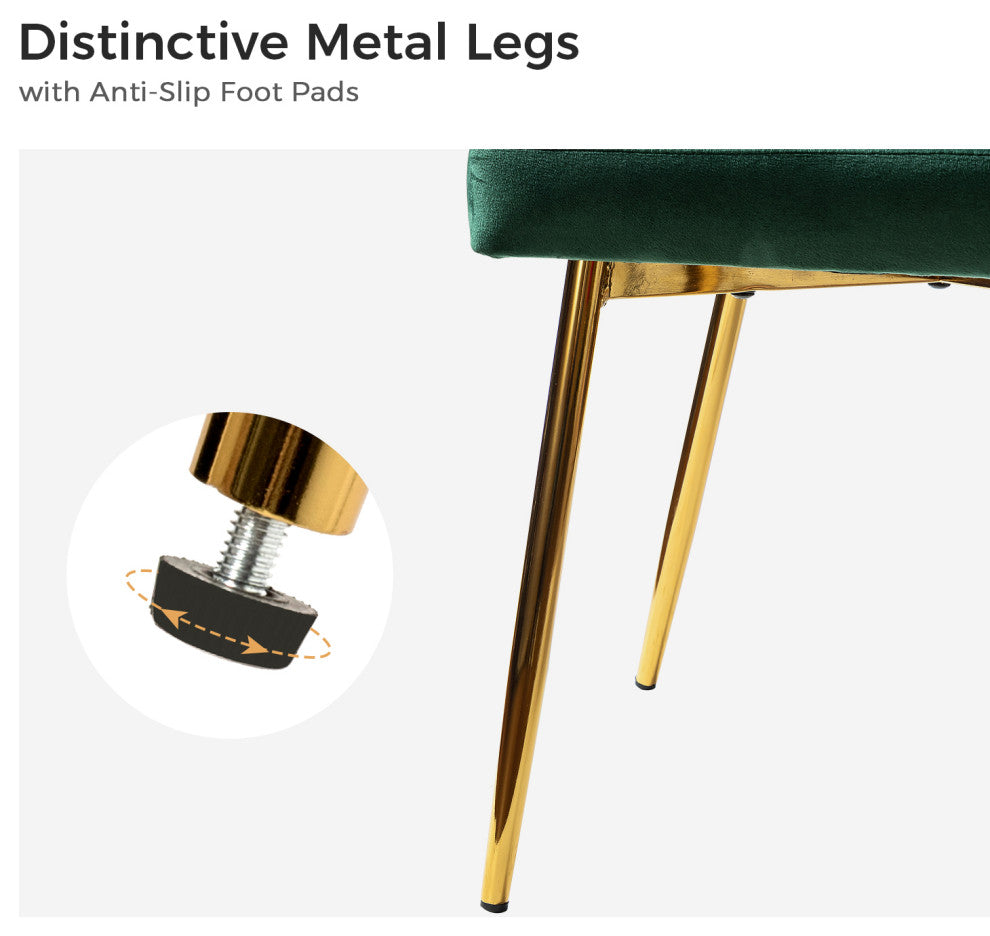 Luna Contemporary Side Chair With Tufted Back, Green