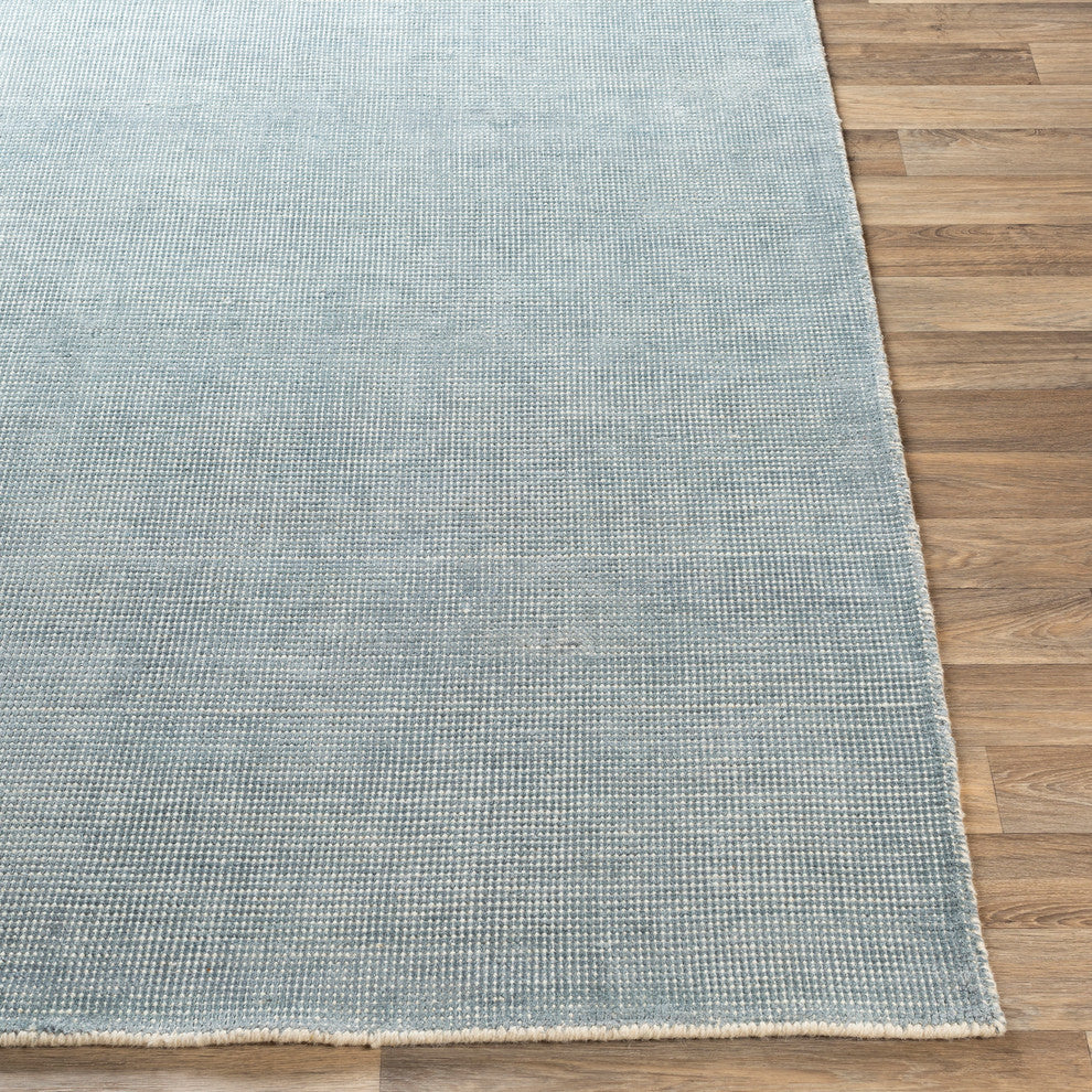 Amalfi Solid and Border Blue Area Rug, 9'x13'