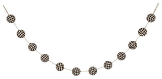 78.74" Black and White Plaid Fabric Garland