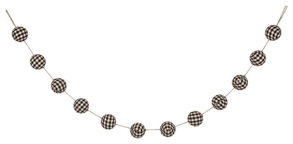 78.74" Black and White Plaid Fabric Garland