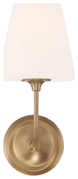 Sylvan 1 Light Wall Mount in Vibrant Gold with White Glass