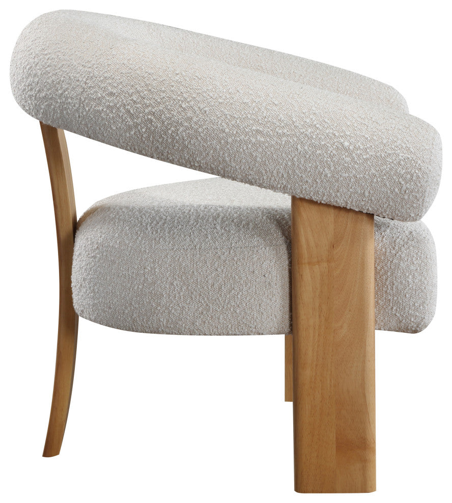 Winston Boucle Fabric Upholstered Accent Chair, Cream