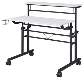 Rolling Writing Desk With Height Adjustable Desktop, White