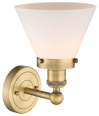 Large Cone 1-Light 7" Sconce, Brushed Brass Finish, Matte White Shade