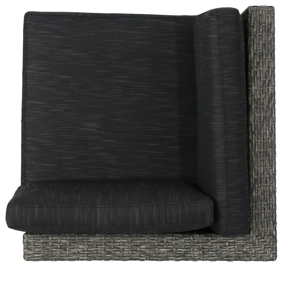 GDF Studio Pueblo Outdoor 7 Seat Wicker V Shaped Sectional Sofa, Cushions