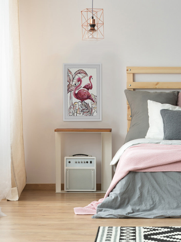 "Tropical Flamingos II" Framed Painting Print, 24"x36"