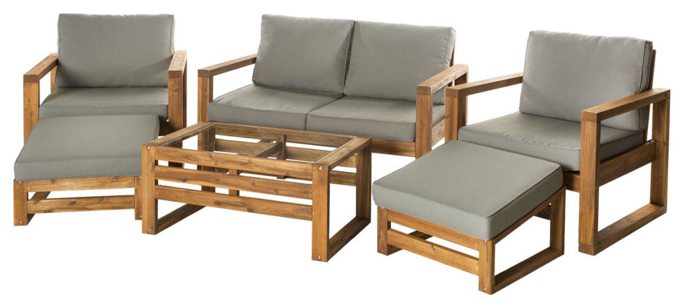 6-Piece Modern Patio Chat Set - Brown