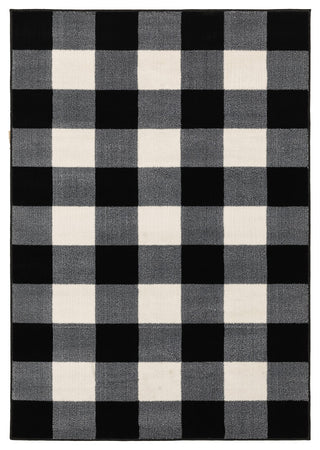Garson Geometric Squares Area Rug, Black, 6'7"x9'2"