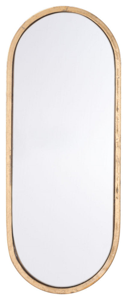 Frame Wall Mirror, Oval, Glass, Steel Metal, Gold, Bedroom Living