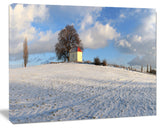 Winter Landscape with Chapel, Landscape Canvas Art Print, 60x40