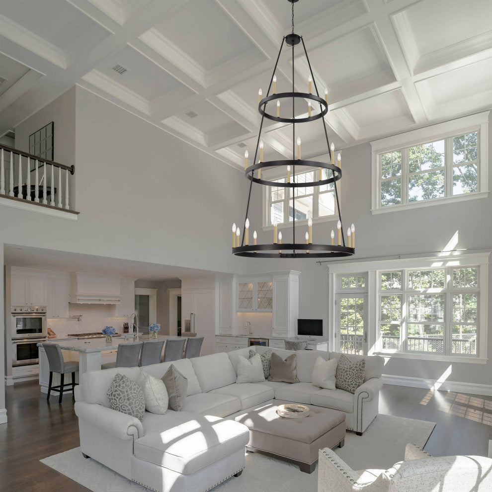 26-Light Candle Style Wagon Wheel Chandelier