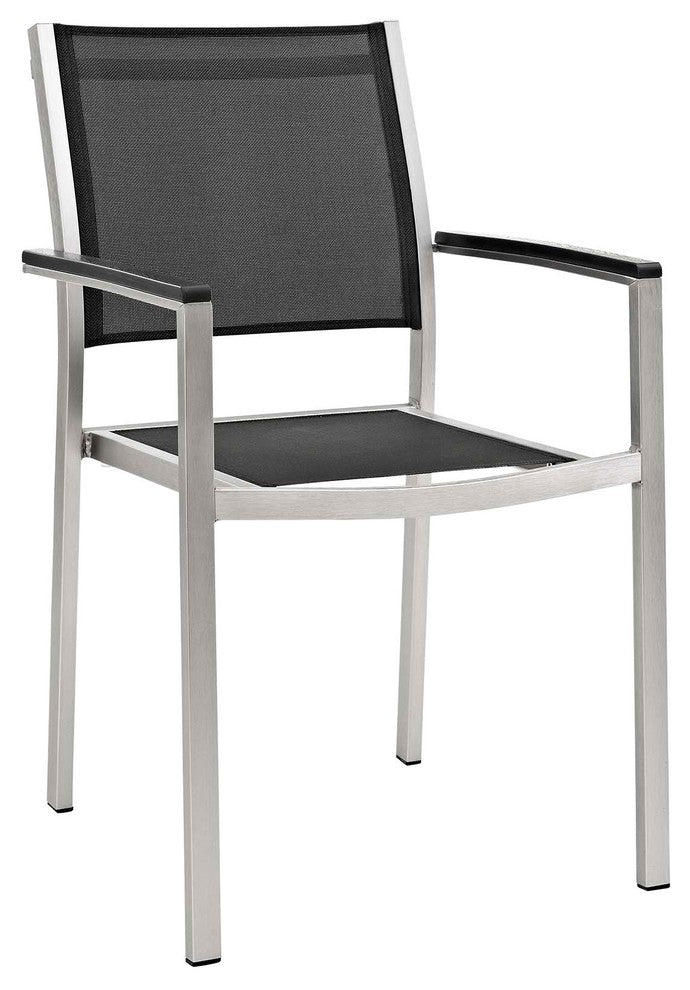 Silver Black Shore 9 Piece Outdoor Patio Aluminum Outdoor Dining Set
