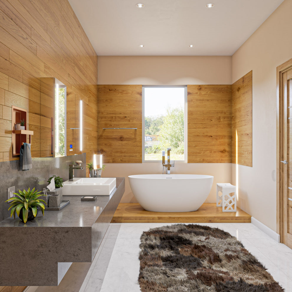 ALFI brand AB9975 59" White Oval Resin Soaking Bathtub