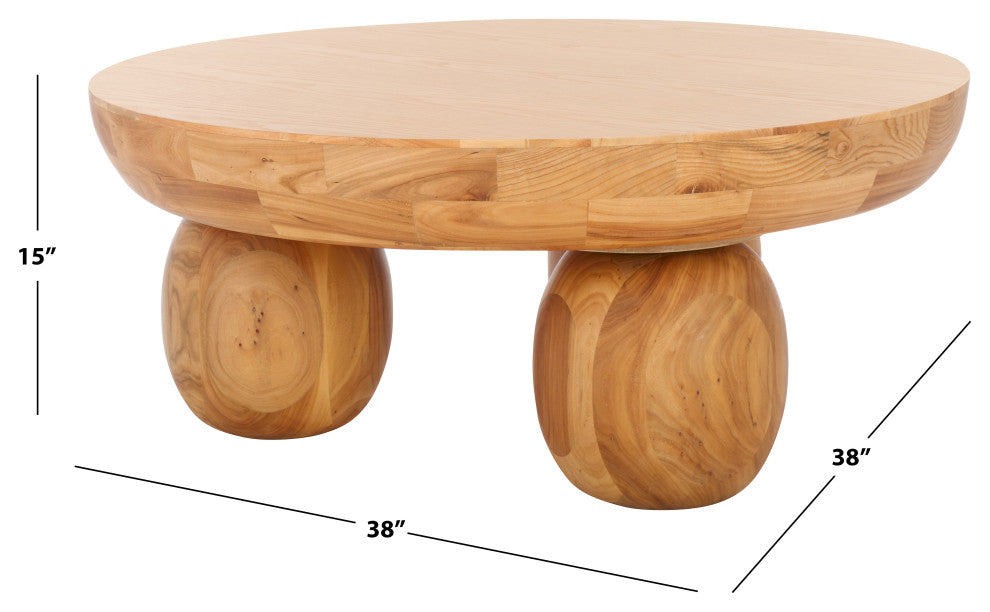 Safavieh Couture Hayliette Round Wood Coffee Table, Natural