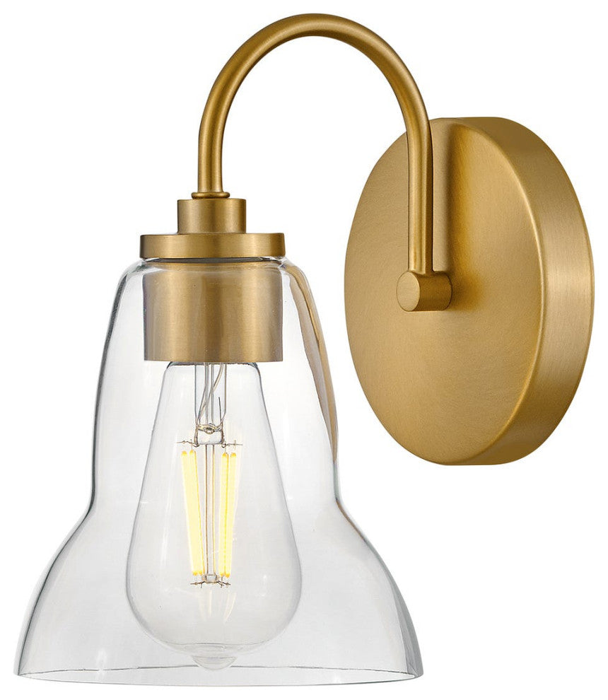 Lark Vera 6.5" Single Bath Vanity Light, Lacquered Brass