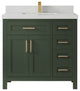 Cambridge 36 Center Sink Bath Vanity in Pewter Green 2" Carrara Quartz