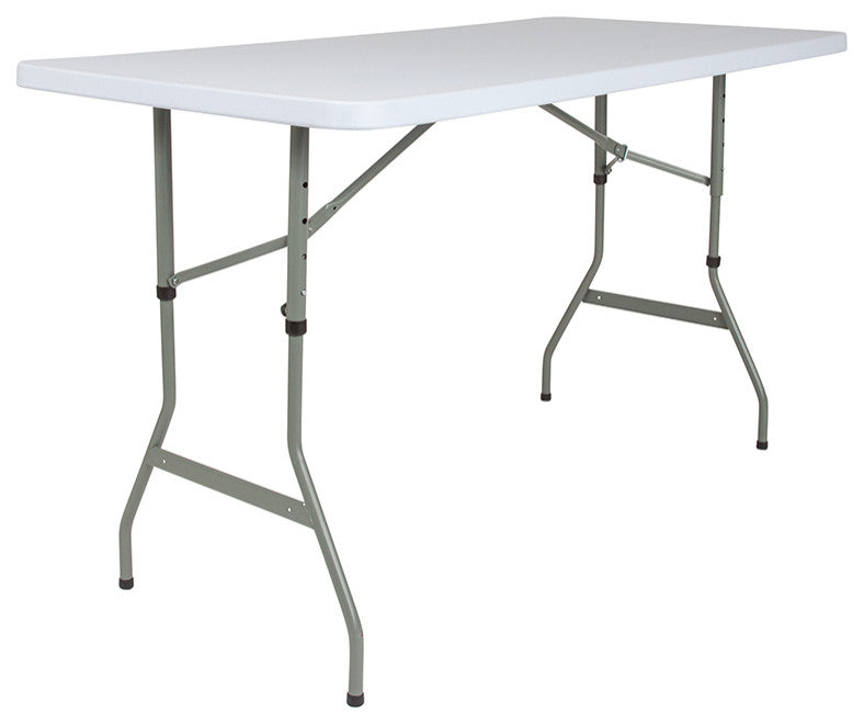 18.75"x29" Height Adjustable Granite White Plastic Folding Table