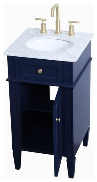 Elegant Decor Williams 18" Single Marble Top Bathroom Vanity in Blue