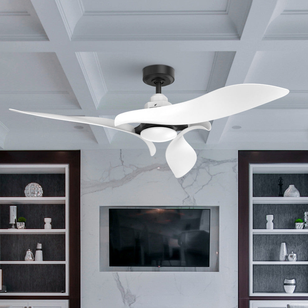 54 in. Indoor White Modern Ceiling Fan with Light