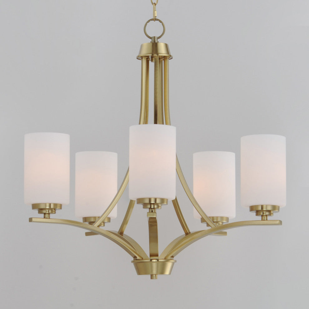 Maxim 20035 Deven 5 Light 24"W Pillar Candle Style Chandelier - Satin Brass