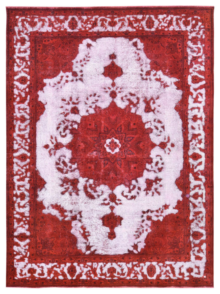 Barn Red, Overdyed Persian, Pure Wool Hand Knotted Oriental Rug, 8'1"x11'