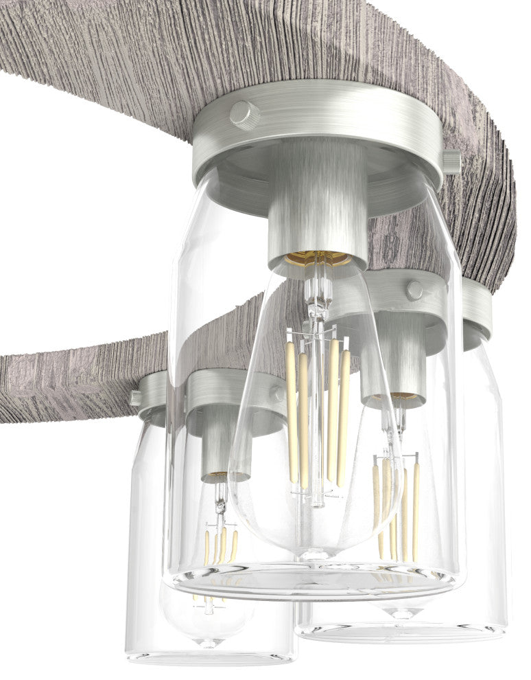 Devon Park Brushed Nickel and Grey Wood 9 Light Chandelier Ceiling Light Fixture