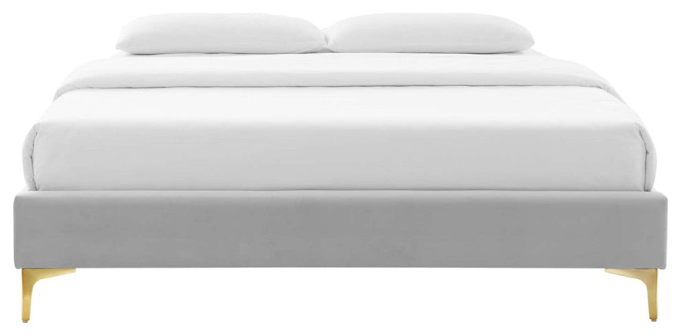 Sutton King Performance Velvet Bed Frame Light Gray