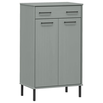 vidaXL Shoe Cabinet Hidden Shoe Organizer with Metal Legs Gray Solid Pine Wood