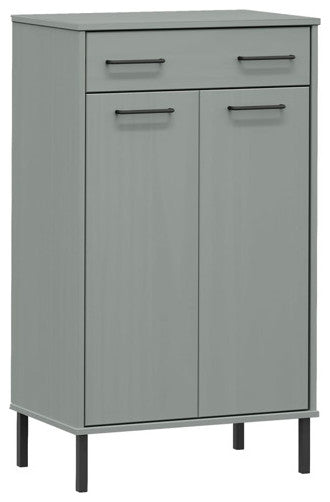 vidaXL Shoe Cabinet Hidden Shoe Organizer with Metal Legs Gray Solid Pine Wood