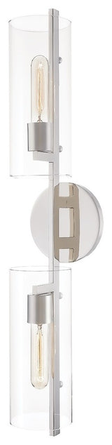 Ariel 2-Light Wall Sconce Polished Nickel Finish Clear Glass