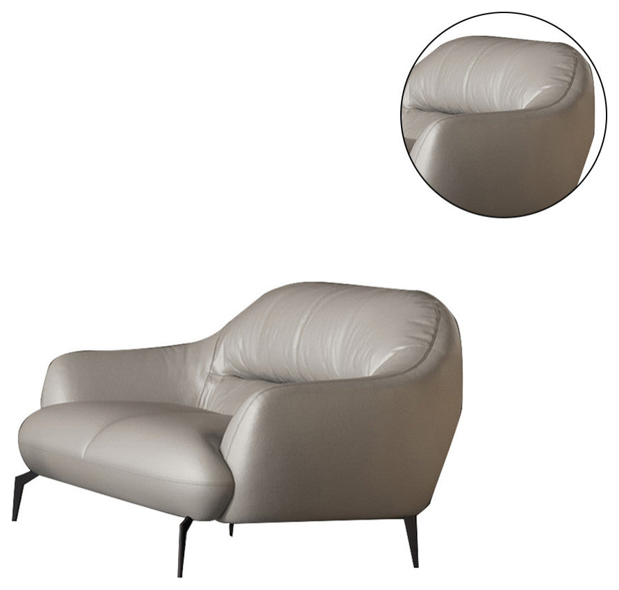 Leather Upholstered Loveseat, Taupe Finish