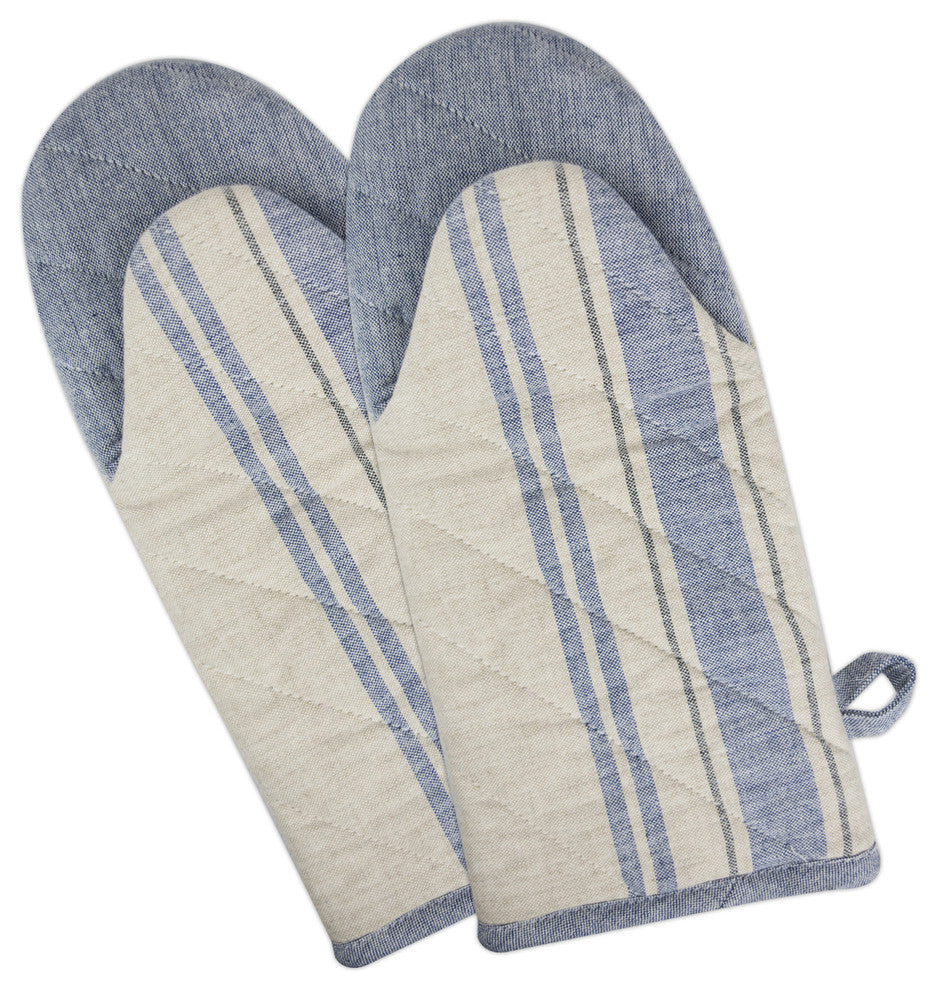 Nautical Blue French Stripe Oven Mitt, Set of 2