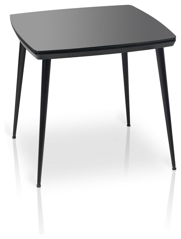 Essai Glass Top Small Dining Table, Black