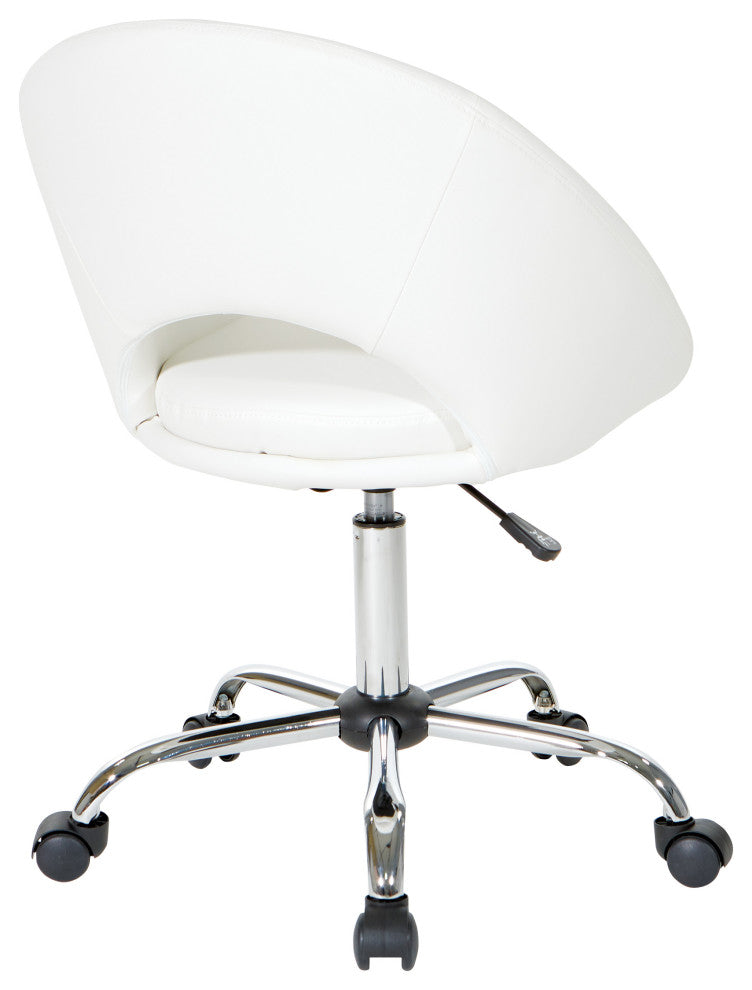 Milo Office Chair, Royal Velvet Fabric With Chrome Base, White