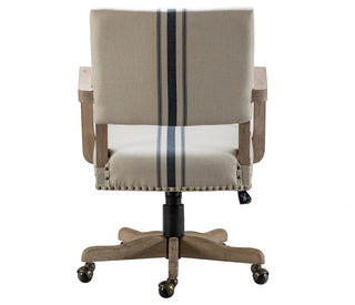 Swivel Office Task Chair With Nailhead Trim, Navy