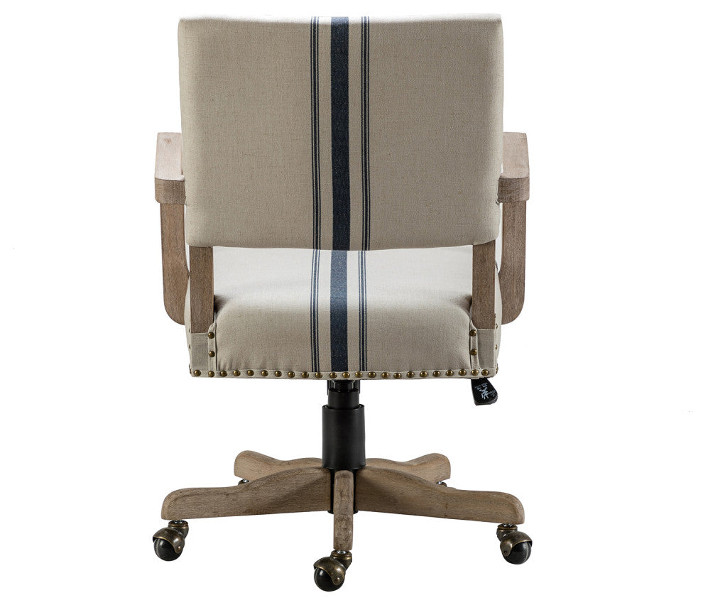 Swivel Office Task Chair With Nailhead Trim, Navy