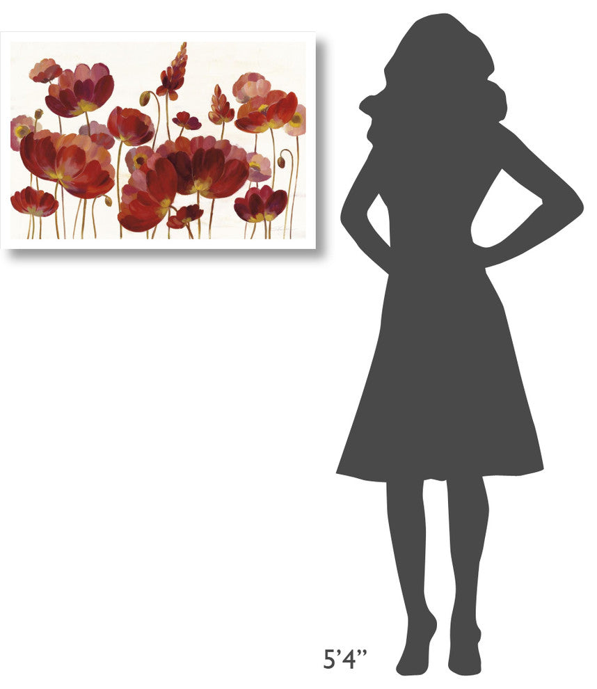 "Red Flowers on White Crop" Digital Paper Print by Silvia Vassileva, 32"x22"