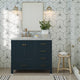 ARIEL Cambridge 43" Left Offset Oval Sink Midnight Blue Vanity, No Mirror