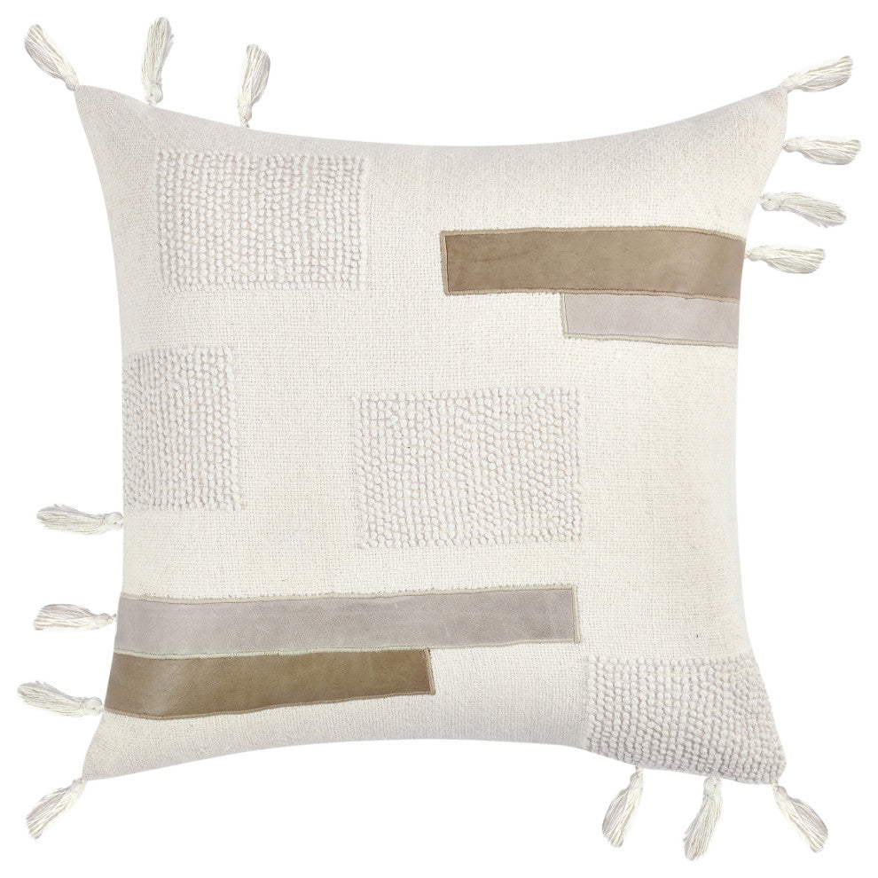Packer 22" Cotton Linen Blend Throw Pillow, Ivory by Kosas Home